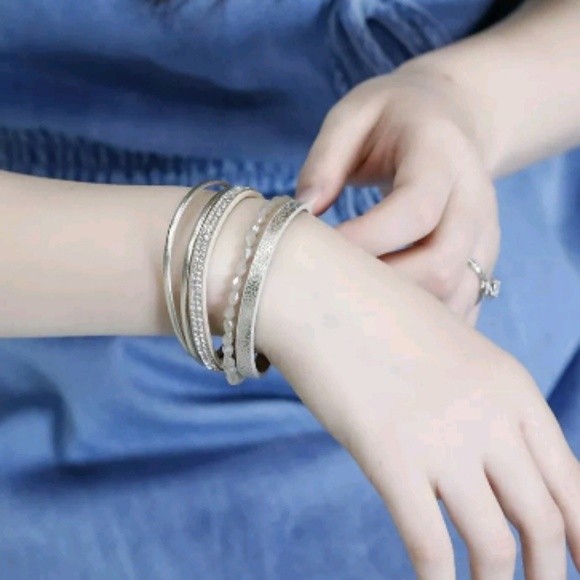 Gold Layered Leather Rhinestone Bracelet - Picture 2 of 6